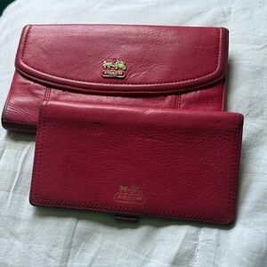Coach Pink Leather Wallet Set